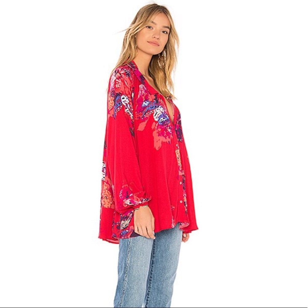 Free People Meadow Lark Blouse in Red - Picture 2 of 7